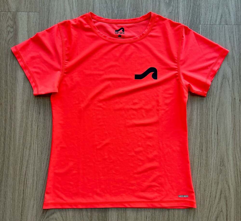 Surf Style UPF 60+ Short Sleeve Shirt Size L Neon pink/red